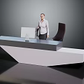 Modern Office Furniture Desk With Black Chair And Computer Monitor In Workspace Design