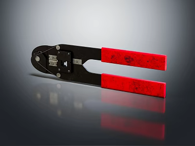 Professional Hardware Tool with Black Body and Red Ergonomic Handles 3d model