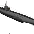 3D Model of Military Submarine Featuring Detailed Hull and Conning Tower Structure