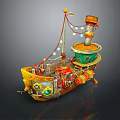 Colorful Ship Shaped Electronic Appliance With Decorative Lights And Mechanical Details