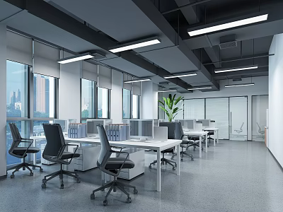 modern public office area company office staff office area 3d model