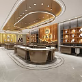 Modern Luxury Jewelry Store Interior With Circular Display Counters And Gold Decor