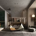 Modern Bedroom Interior Design With Unique Bed Wooden Walls And Green Wall Decor