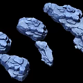 Blue 3D Stone Rock Models With Textured Surfaces In Various Sizes 3d model