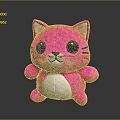Pink Cat Plush Toy With Big Eyes White Belly Soft Stuffed Design