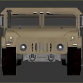 Beige Military Vehicle With Canvas Top And Rugged Off Road Design