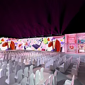 Vibrant Stage Setup With Colorful Backdrop And White Seats 3d model