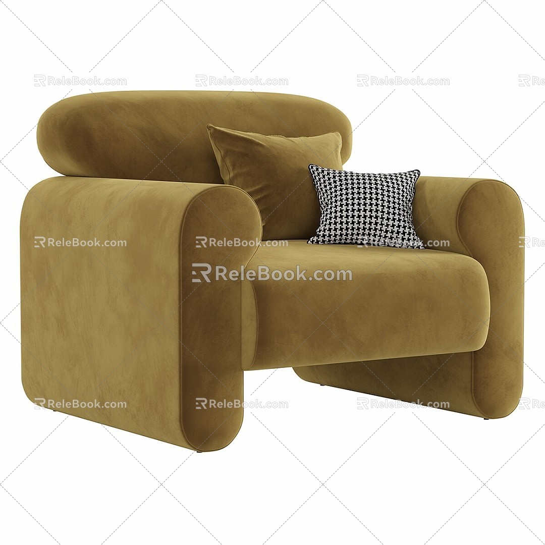 Modern Leisure Chair Gala Armchair Yellow 3d model