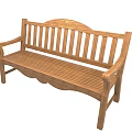 Wooden Park Bench With Slatted Back And Armrests For Outdoor Use