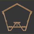 Wooden Outdoor Picnic Bench Structure With Table And Covered Roof Design