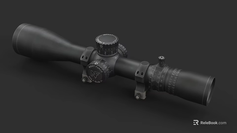 Military Grade Tactical Weapon Scope With Adjustable Knobs And Mounting Brackets 3d model 