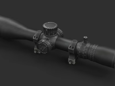 Military Grade Tactical Weapon Scope With Adjustable Knobs And Mounting Brackets 3d model