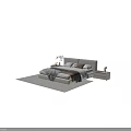 Modern Double Bed With Cozy Blanket Pillows Side Tables And Soft Area Rug 3d model