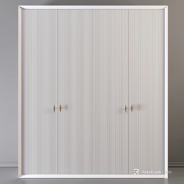 Modern Luxury Dresser With Striped Design And Golden Handles For Interior Decor 3d model 