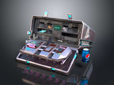 Futuristic Portable Tech Console With Modern Control Panel Digital Screen Multiple Buttons And Slots 3d model