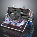 Futuristic Portable Tech Console With Modern Control Panel Digital Screen Multiple Buttons And Slots
