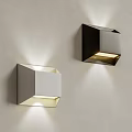 Modern Geometric Wall Lamps With Metal Finish Mounted On Beige Wall Illuminating