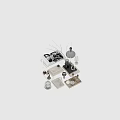 Stylish Decorative Ornament Set with Open Book Twigs Vase Candles Wine Glasses and Trays