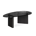 Contemporary Modern Oval Tables With Textured Surface And Black Legs Design
