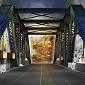 Historical Exhibition Hall with Jinpu Railway Bridge Structure and Mural Art Depicting Historical Scenes