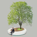 Modern tree pool tree pool stool 3d model