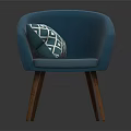 Modern Teal Accent Chair With Geometric Pattern Pillow And Wooden Legs