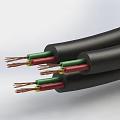 Black Insulated Electrical Cables with Colored Cores and Exposed Copper Wires