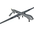 Gray Unmanned Military Fighter Jet With Long Wings And Landing Gear