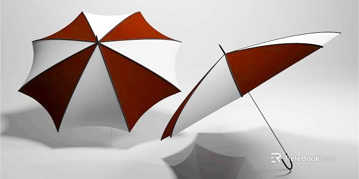 Modern Red And White Open Umbrella Design For Daily Use 3d model 