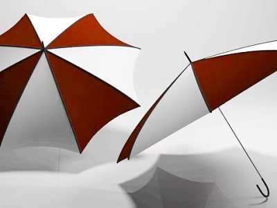 Modern Red And White Open Umbrella Design For Daily Use 3d model