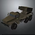 Brown Military Vehicle Equipped With Missile Launcher Large Off-Road Tires And Cargo Bed