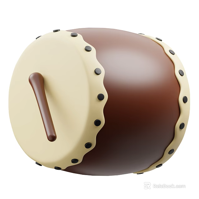 Drum Shaped Household Storage Jar With Brown Cream Colored Handle And Black Dot Decorations 3d model 