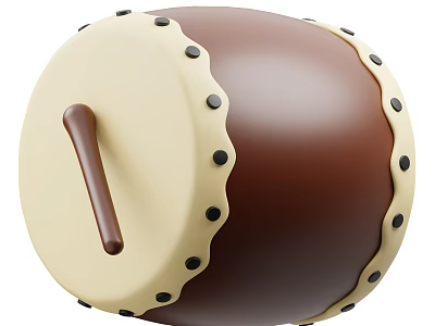 Drum Shaped Household Storage Jar With Brown Cream Colored Handle And Black Dot Decorations 3d model