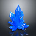 Blue Faceted Crystal Cluster With Sharp Edges And Glossy Surface On Dark Background