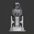 Futuristic Sci Fi Weapon With Metallic Intricate Design And Display Stand 3d model