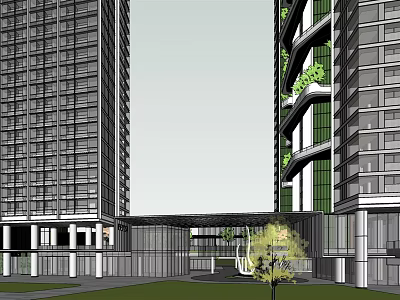 Modern Gate Community Building 3d model