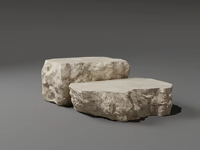 Natural Stone And Wood Decorative Pieces With Rustic Textured Design 3d model