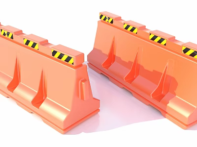Orange Traffic Barriers With Yellow And Black Warning Stripes For Road Safety 3d model