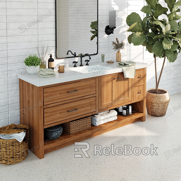 Jane European Bathroom Cabinet Hand-washing Cabinet Solid Wood Hand-washing Cabinet American Hand-washing Cabinet model