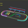 Sports Equipment Blue Race Track With Curved And Straight Sections And Starting Platform
