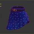 Stylish Blue Skirt With White Polka Dots Black Belt And Gold Buckle