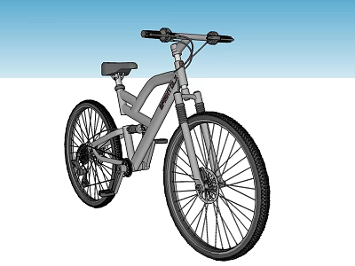 Gray Mountain Bike With Suspension Fork Large Tires And Modern Frame Design 3d model