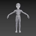 Alien 3D Game and Movie Character with Large Head Big Eyes and Thin Body