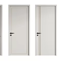 Modern White Hinged Doors With Decorative Stripes And Various Handles Design 3d model
