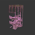 Gothic Style Wooden Architectural Model With Arched Windows And Multi Level Staircase