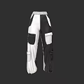 Black And White Cargo Pants With Multiple Pockets Loose Fit Design