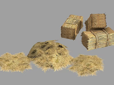 Natural Stone Piles And Wood Bundles For Rustic Construction Materials 3d model