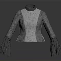 Women's Elegant Patterned High Neck Bell Sleeve Fitted Top With Light Colored Fabric Design