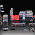 Cyber Space Themed Industrial Modules With Futuristic Structures And Red Screens 3d model