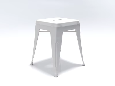 Modern Minimalist White Stool with Hexagonal Seat and Sturdy Metal Legs 3d model
